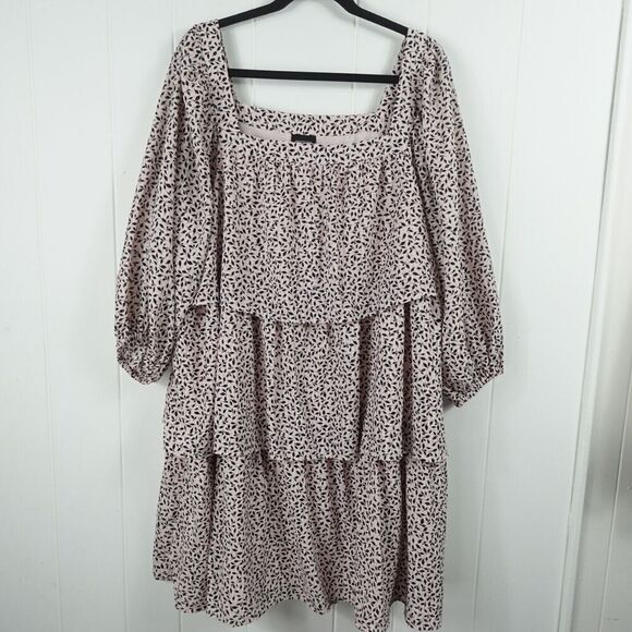 Who What Wear Womens Tiered Square Neck Dress Botanical Print XX-Large - Picture 3 of 12